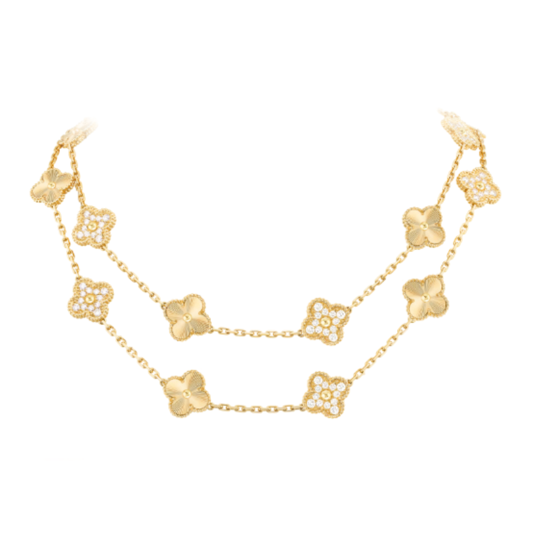 Coki Long Melli Halskette - Diamant / Gold