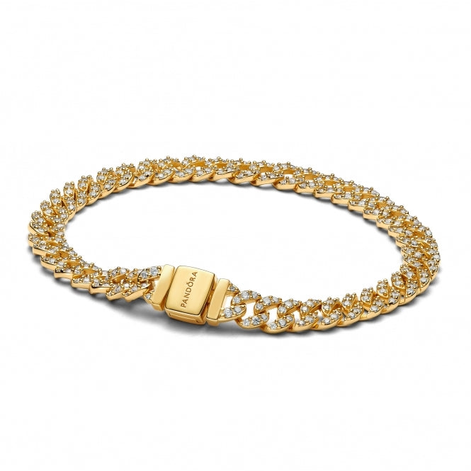 Gold Ayra Timeless Pavé Chain Bracelet